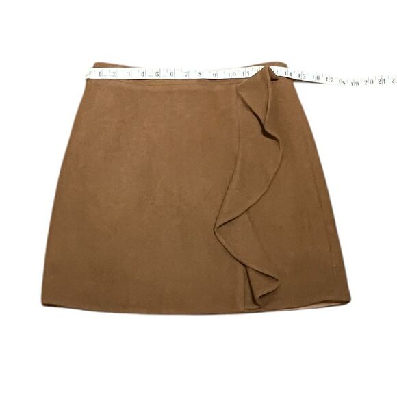 J. Crew Camel Ruffle Front Wool Blend Mini Skirt, Size 0, NWT - Picture 9 of 10